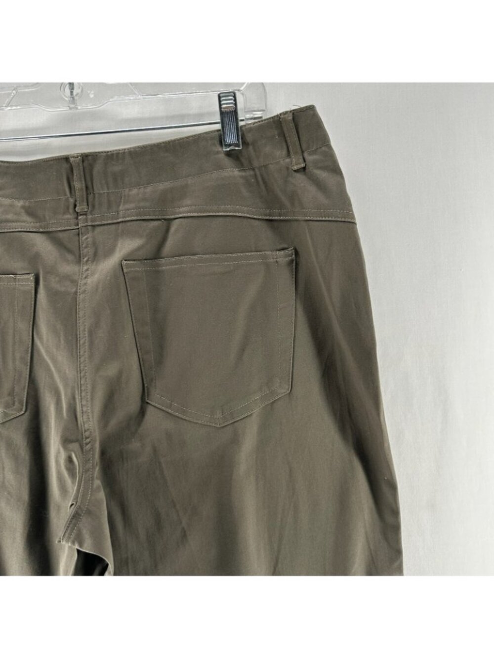 Avenue Stretch Chino Pants Womens 16 Petite Straight Leg Snap High Waisted Brown - Picture 9 of 12